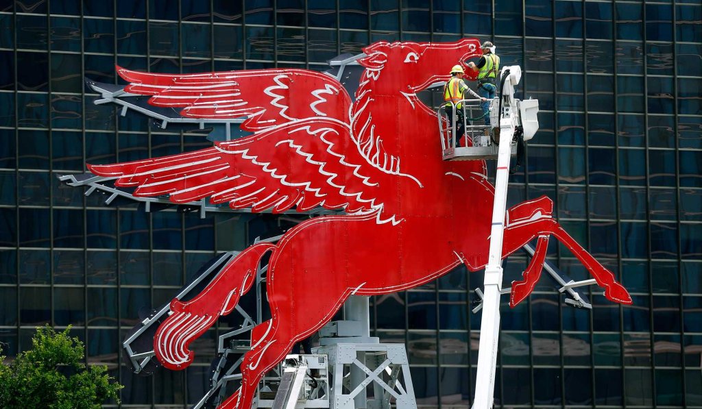 The Pegasus neon sign in Dallas USA