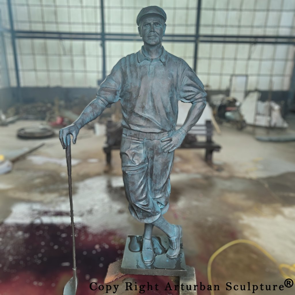 bronze golf statue