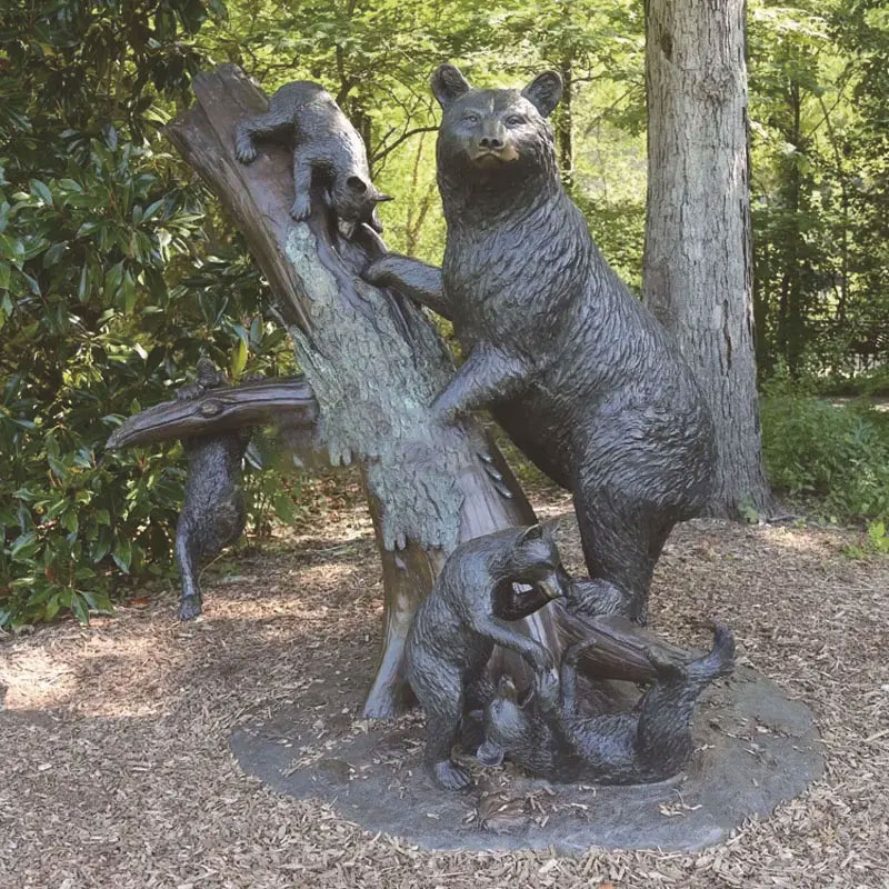 Bear Climbing Tree Statue