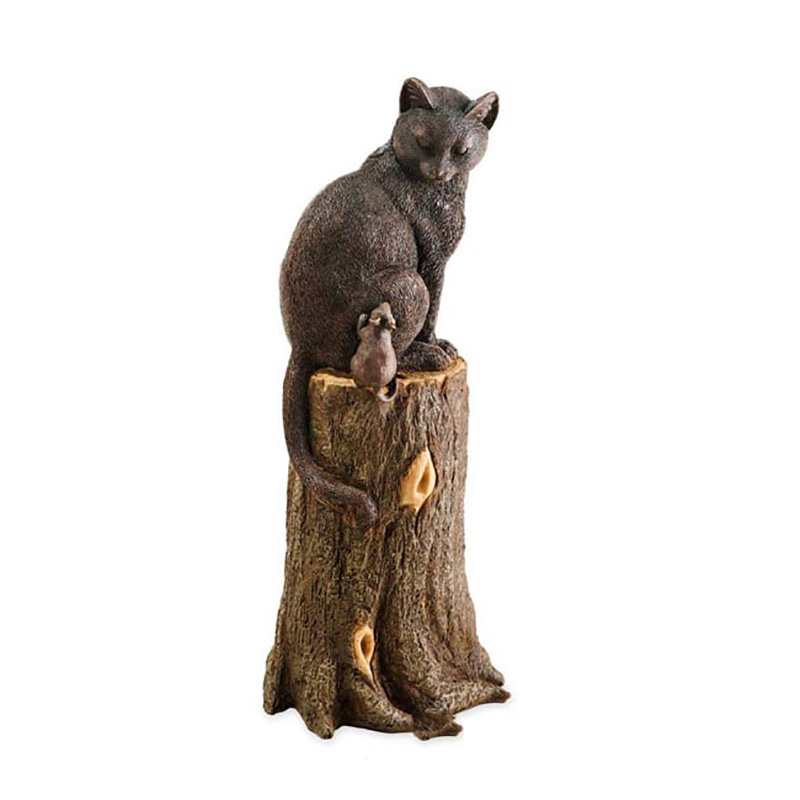 Cat and Mouse on Stump Lawn Ornament