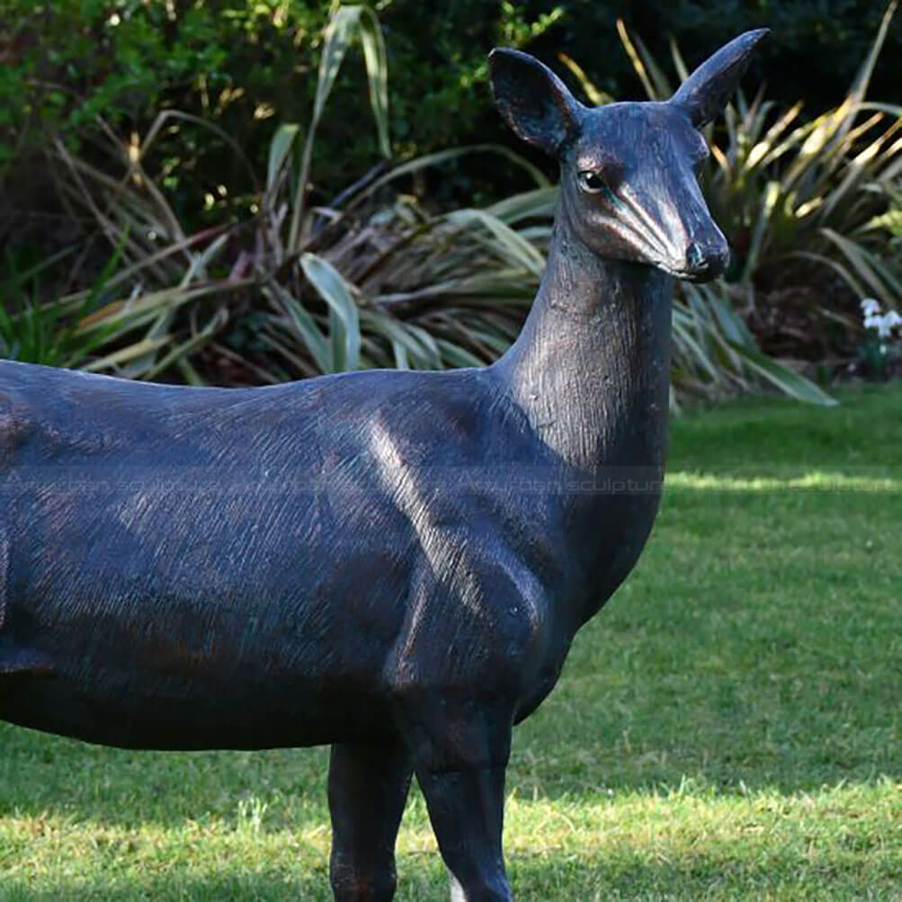 Wild Doe and Fawn Statue