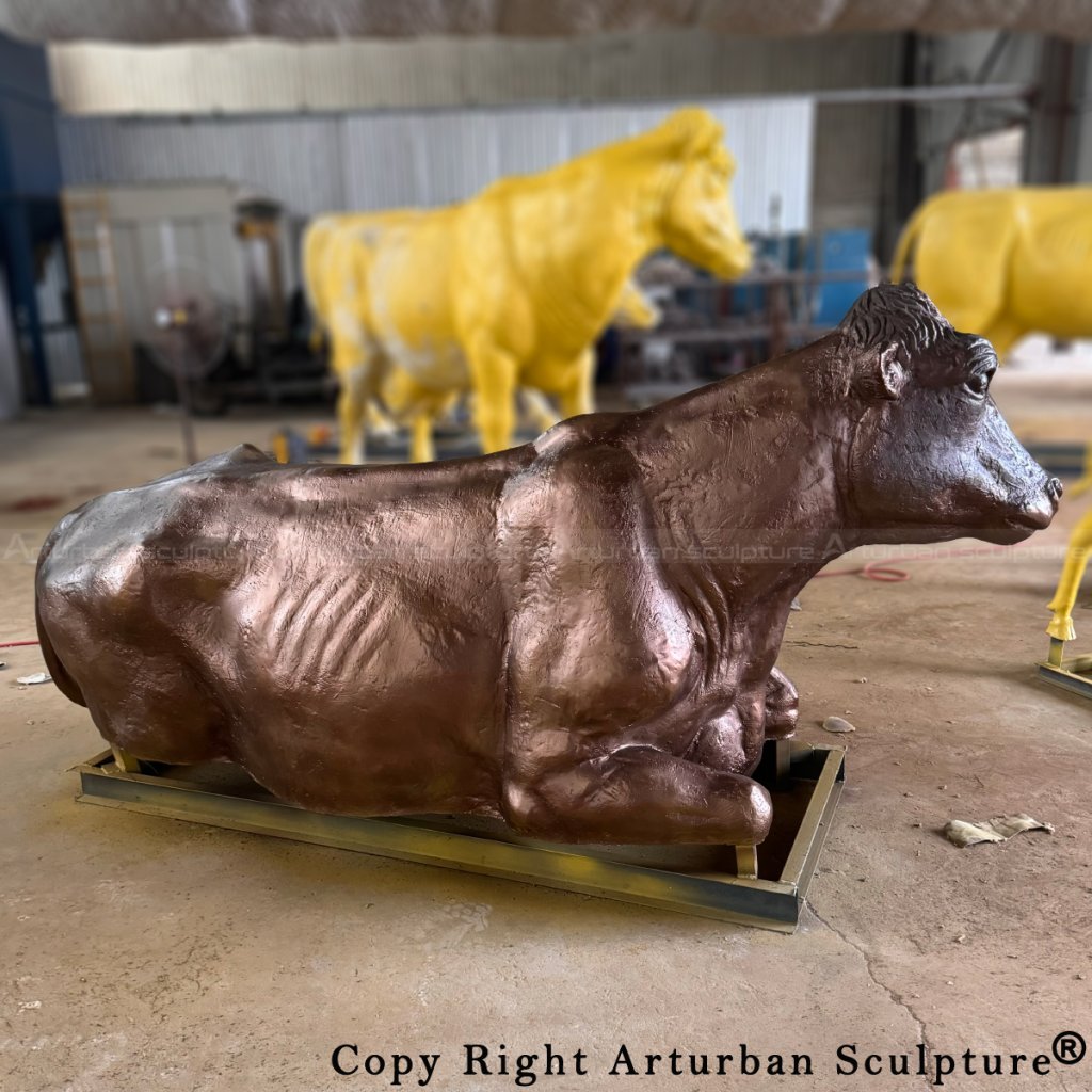 Metal Cow Garden Sculpture