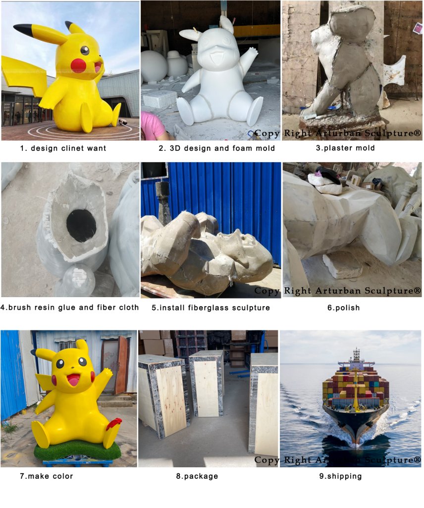 production process of making Pikachu sculpture