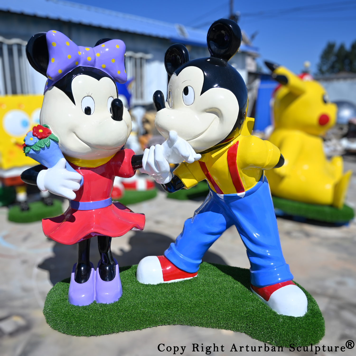 Mickey and Minnie Garden Statues