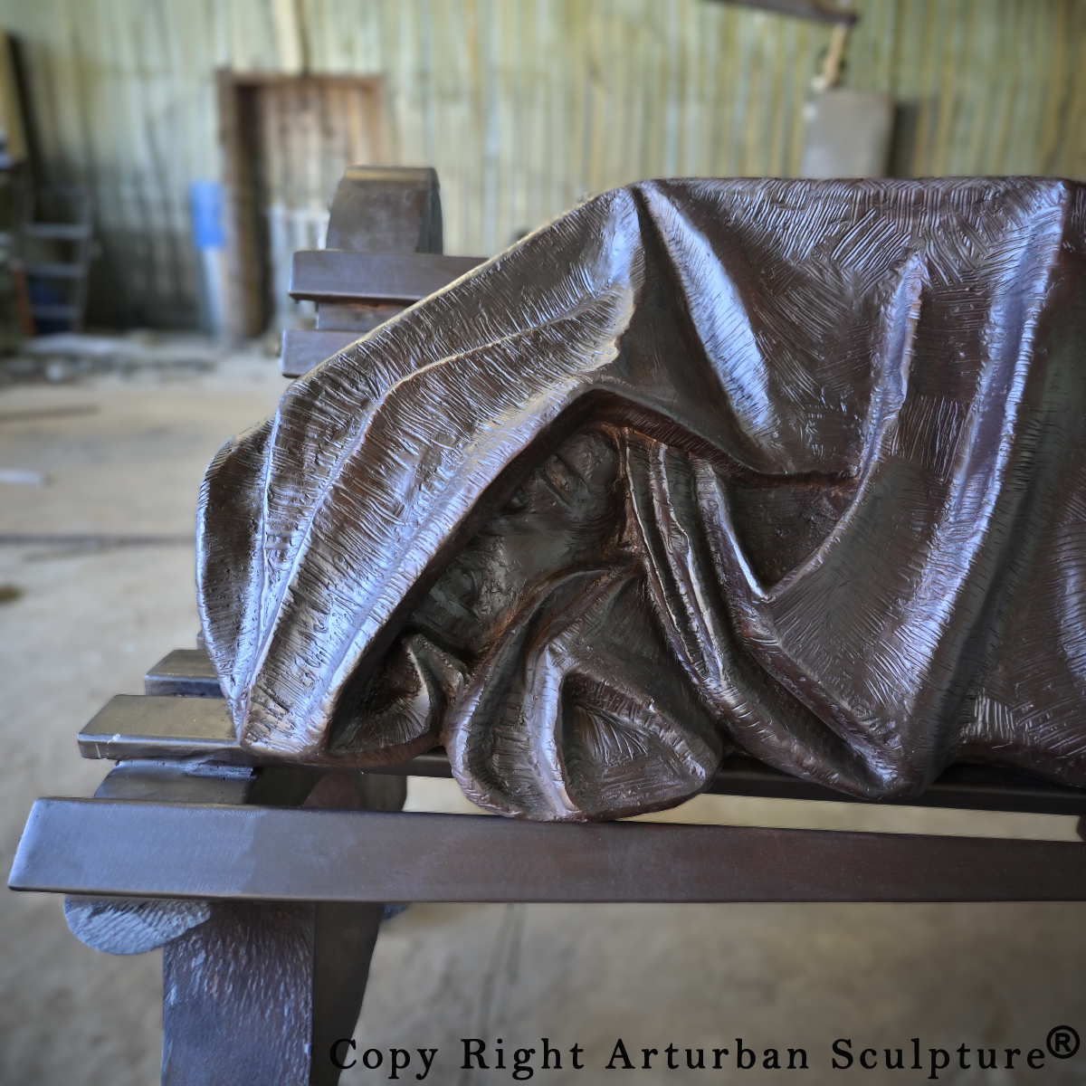 Jesus on Bench Sculpture