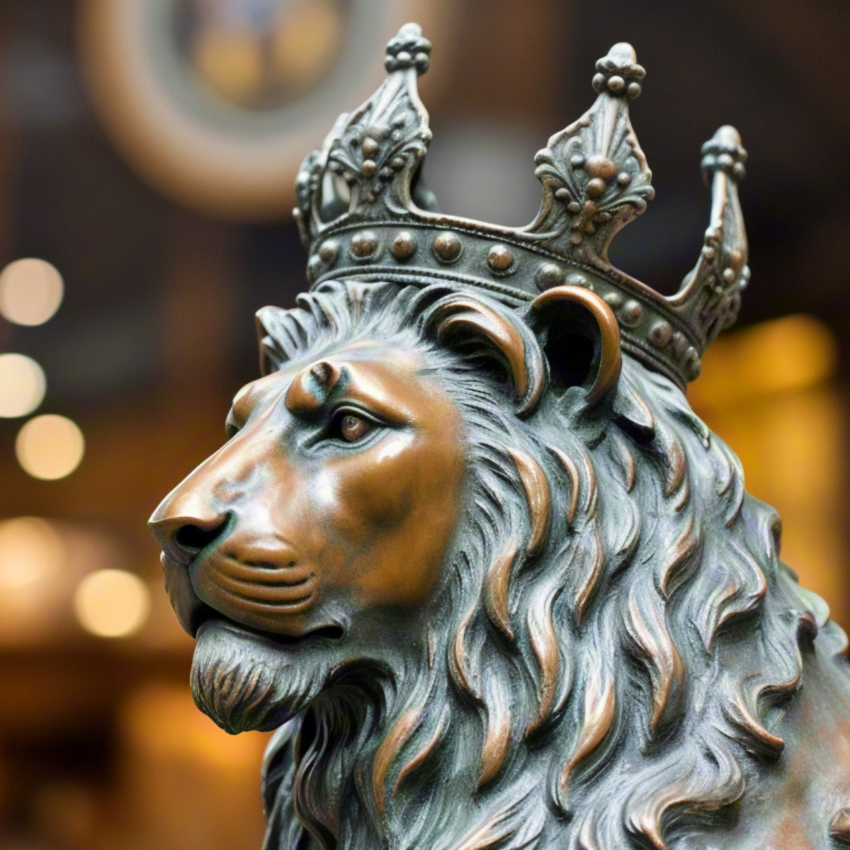 Lion Statue with Crown