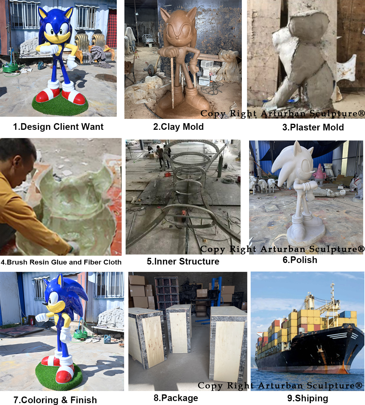 process of making Sonic The Hedgehog Statue