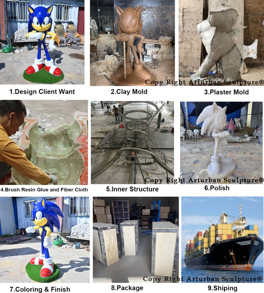 process of making Sonic Hedgehog Statue