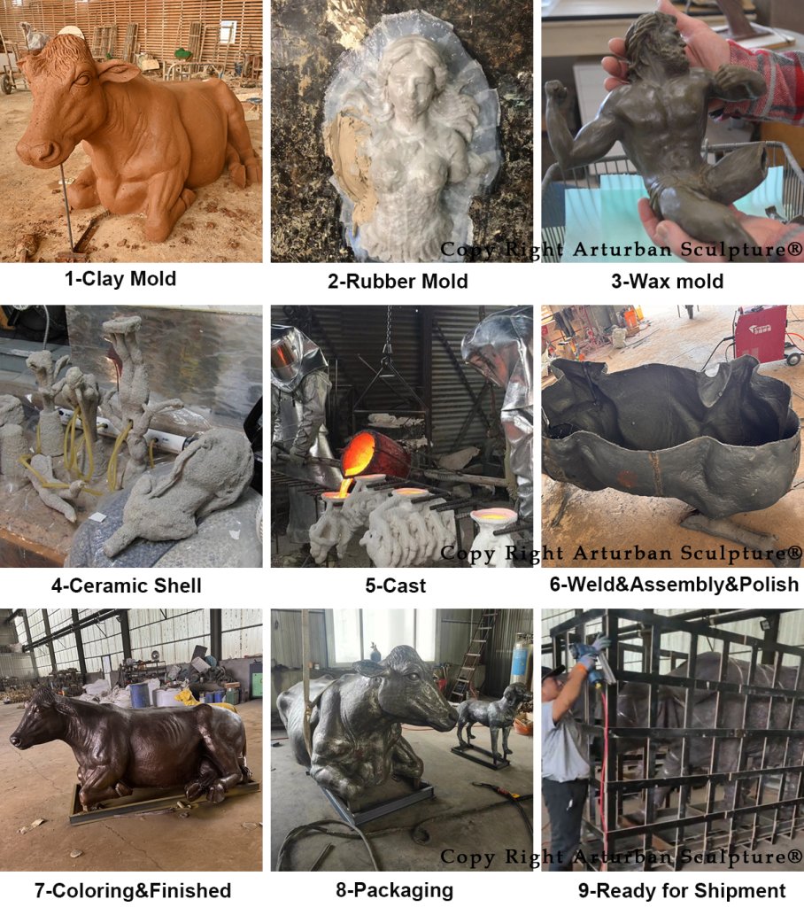 process of making Cow Yard Statue