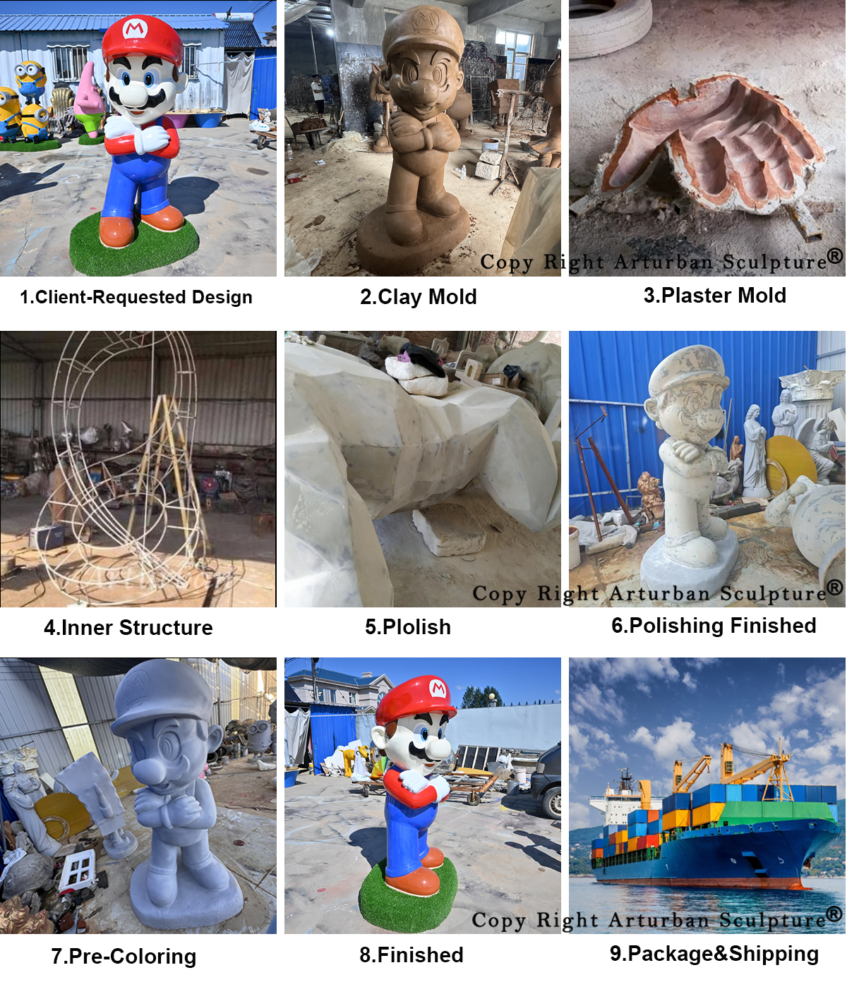 process of making Mario Statue Life Size