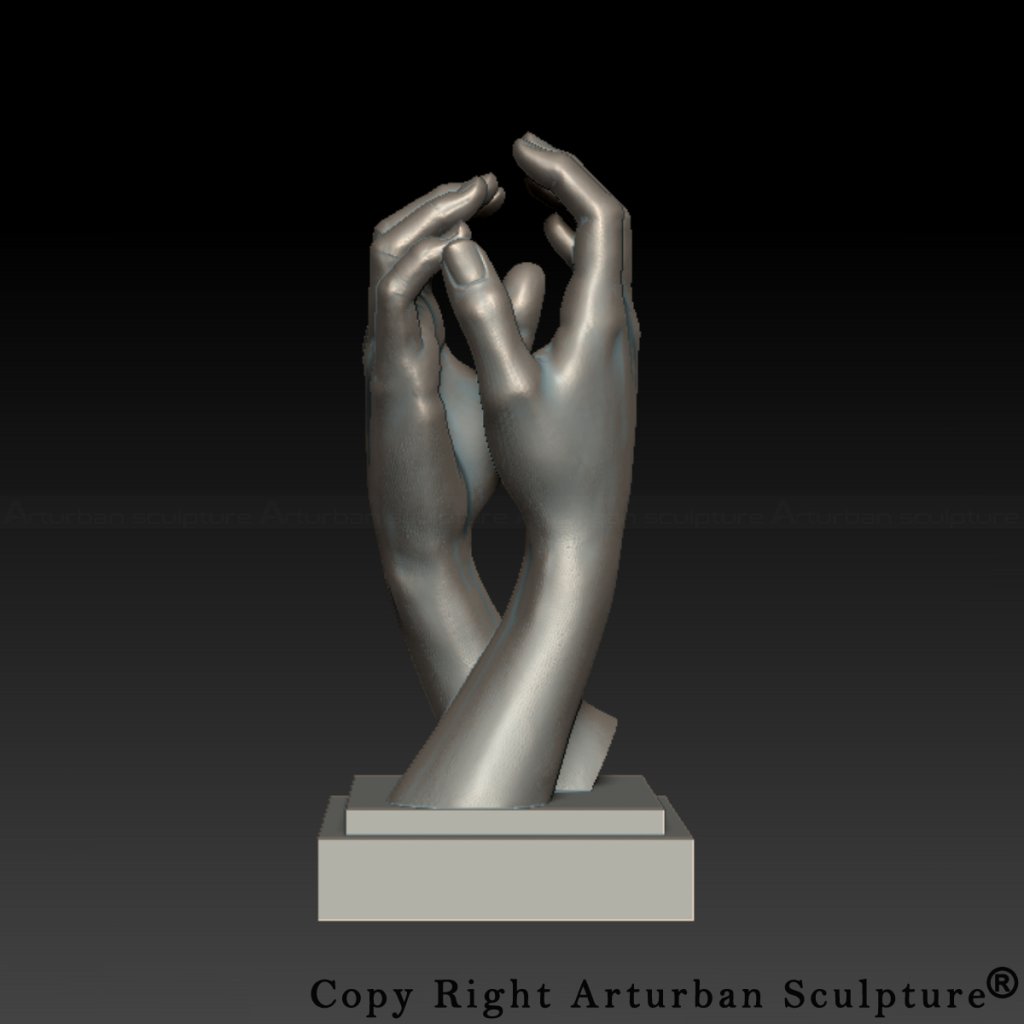 3D Design of Auguste Rodin Hands Sculpture