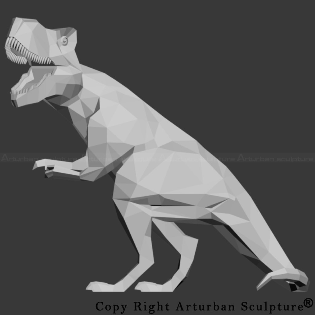 3D design of the geometric dinosaur statue