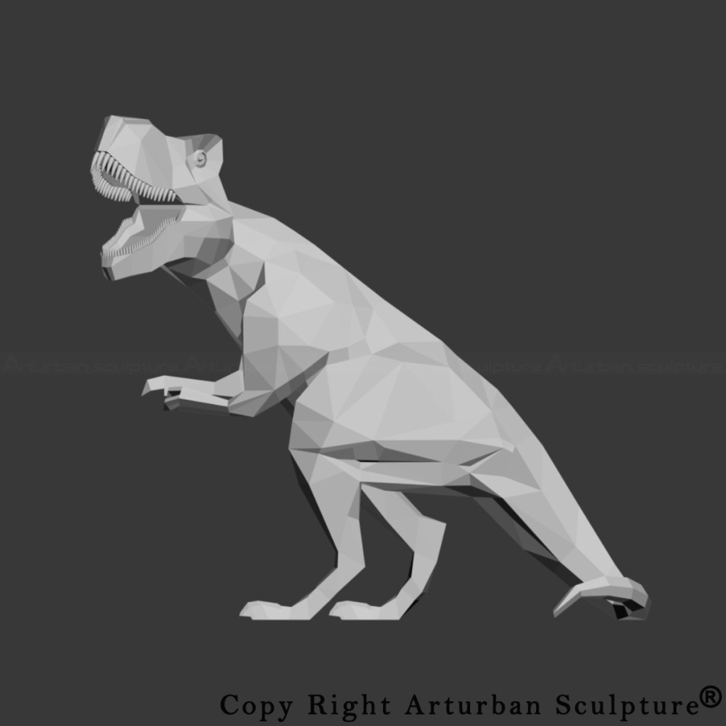 3D design of the geometric dinosaur statue