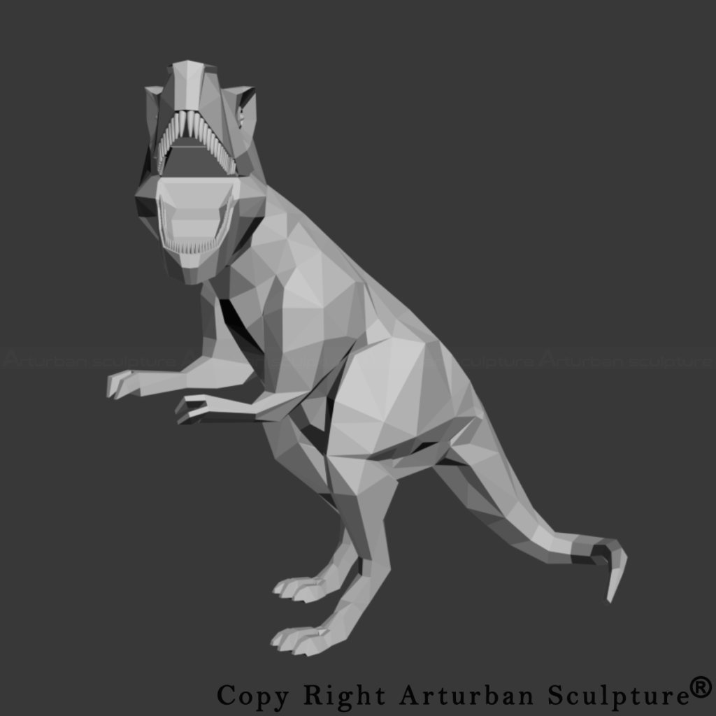 3D design of the geometric dinosaur statue