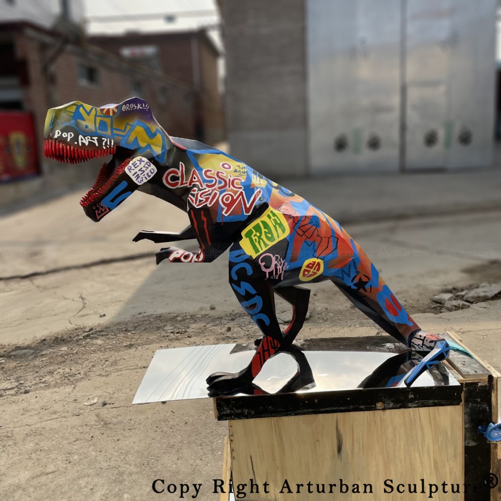 geometric dinosaur statue