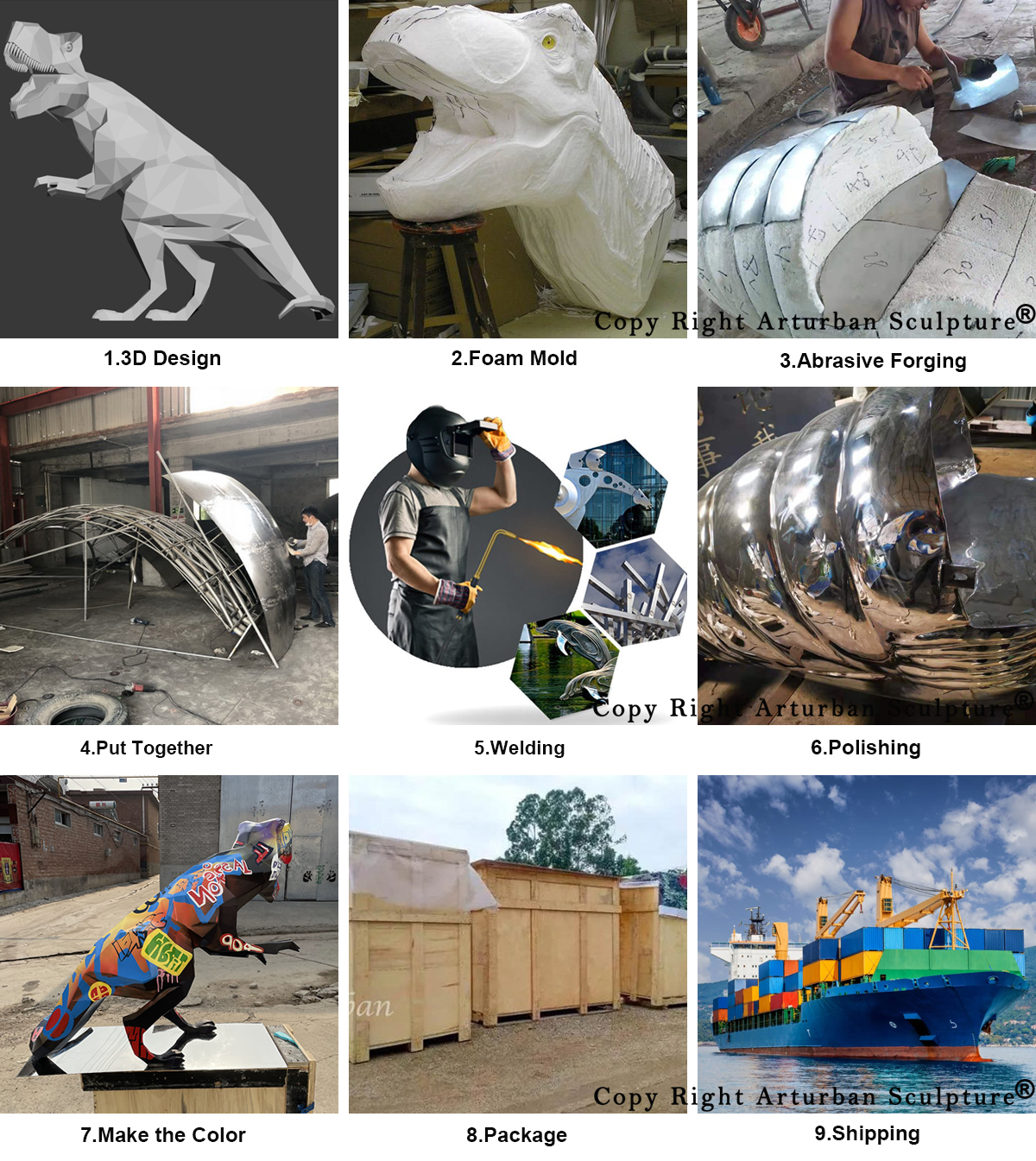 production process of T Rex Dinosaur Statue