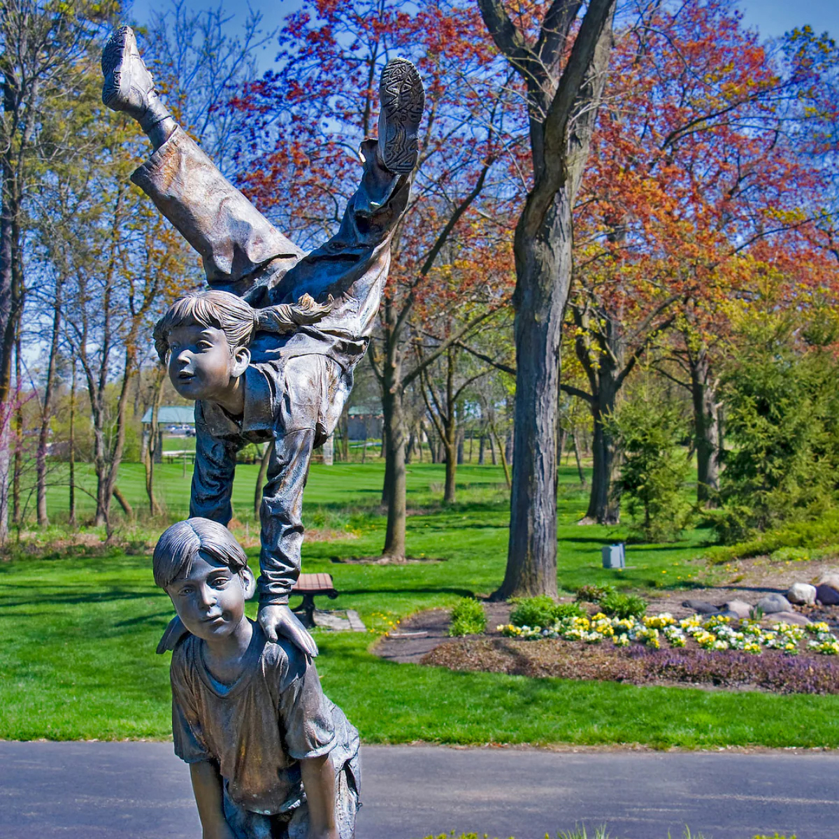 Acrobat Boy and Girl Sculpture