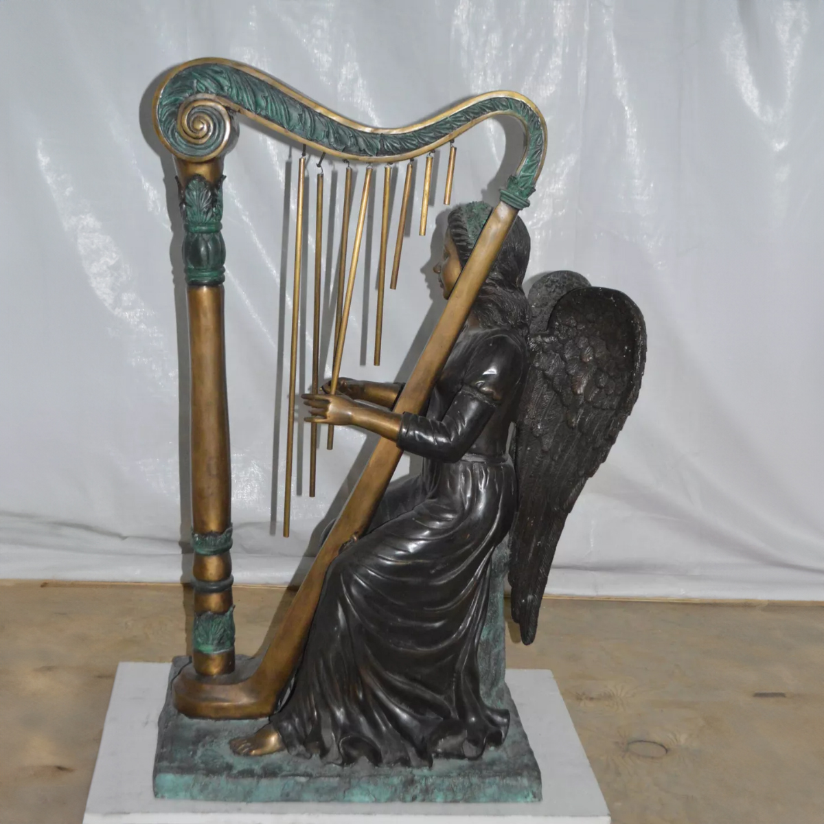 Angel Playing Harp Statue