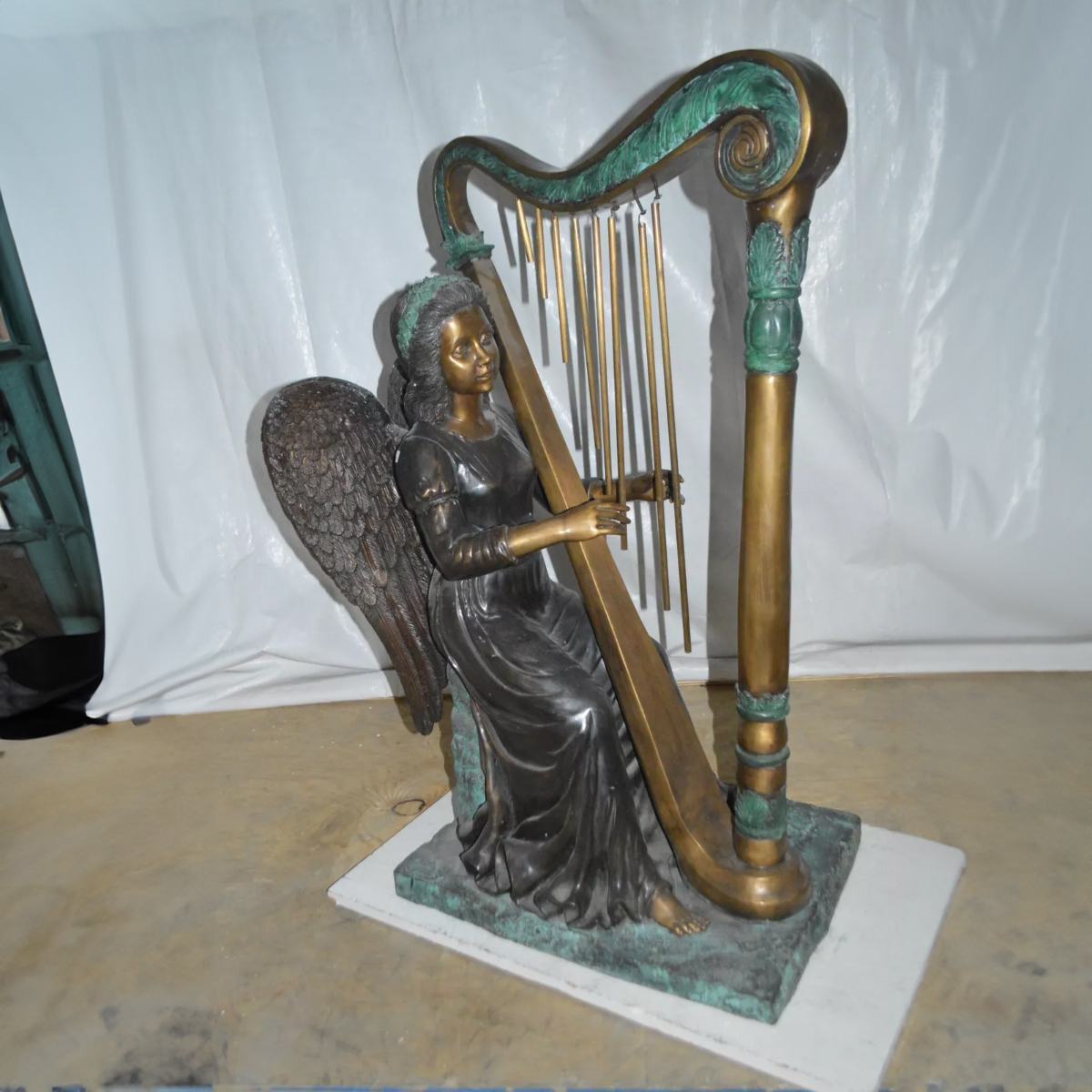 Angel Playing Harp Statue