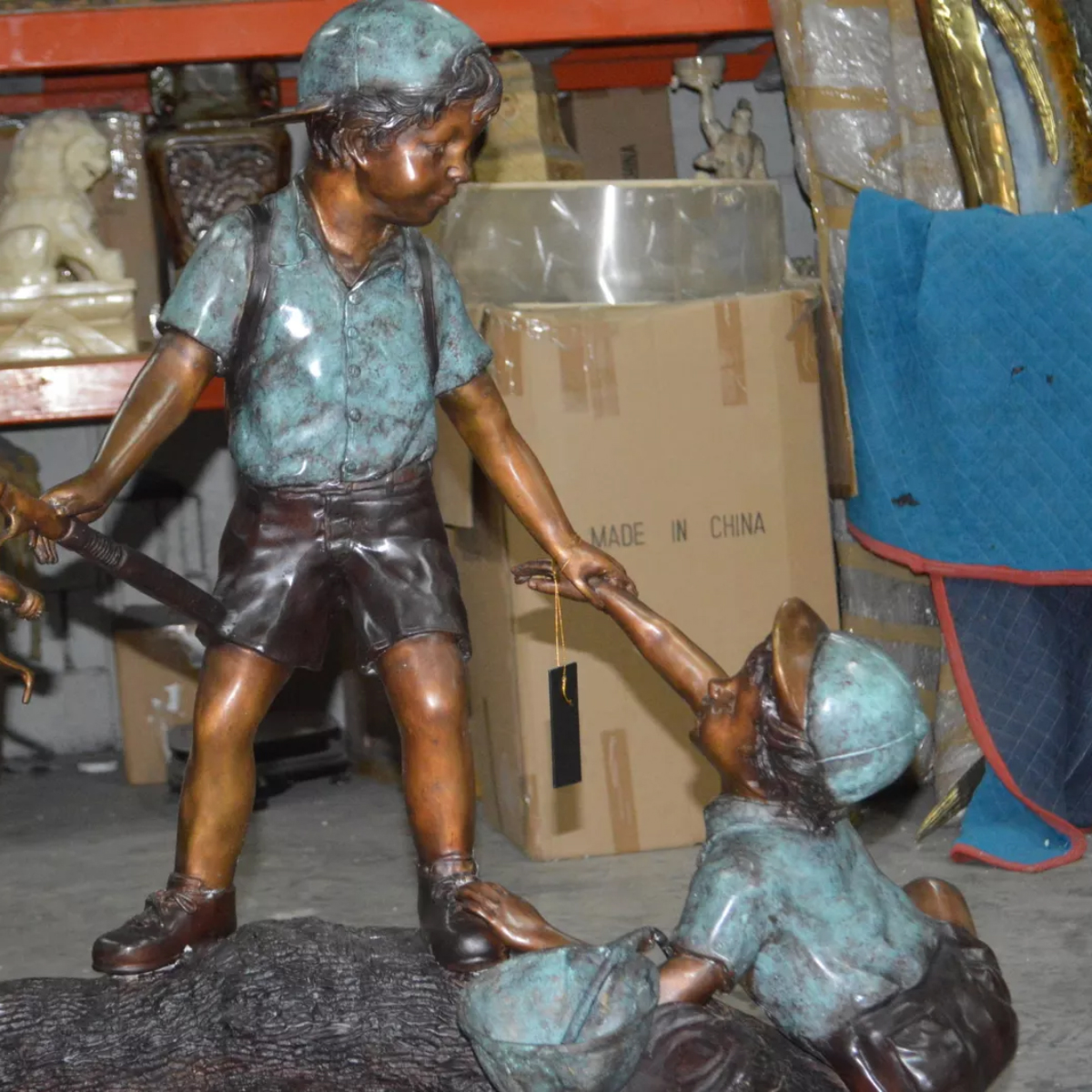 Boy Fishing Statue for Pond