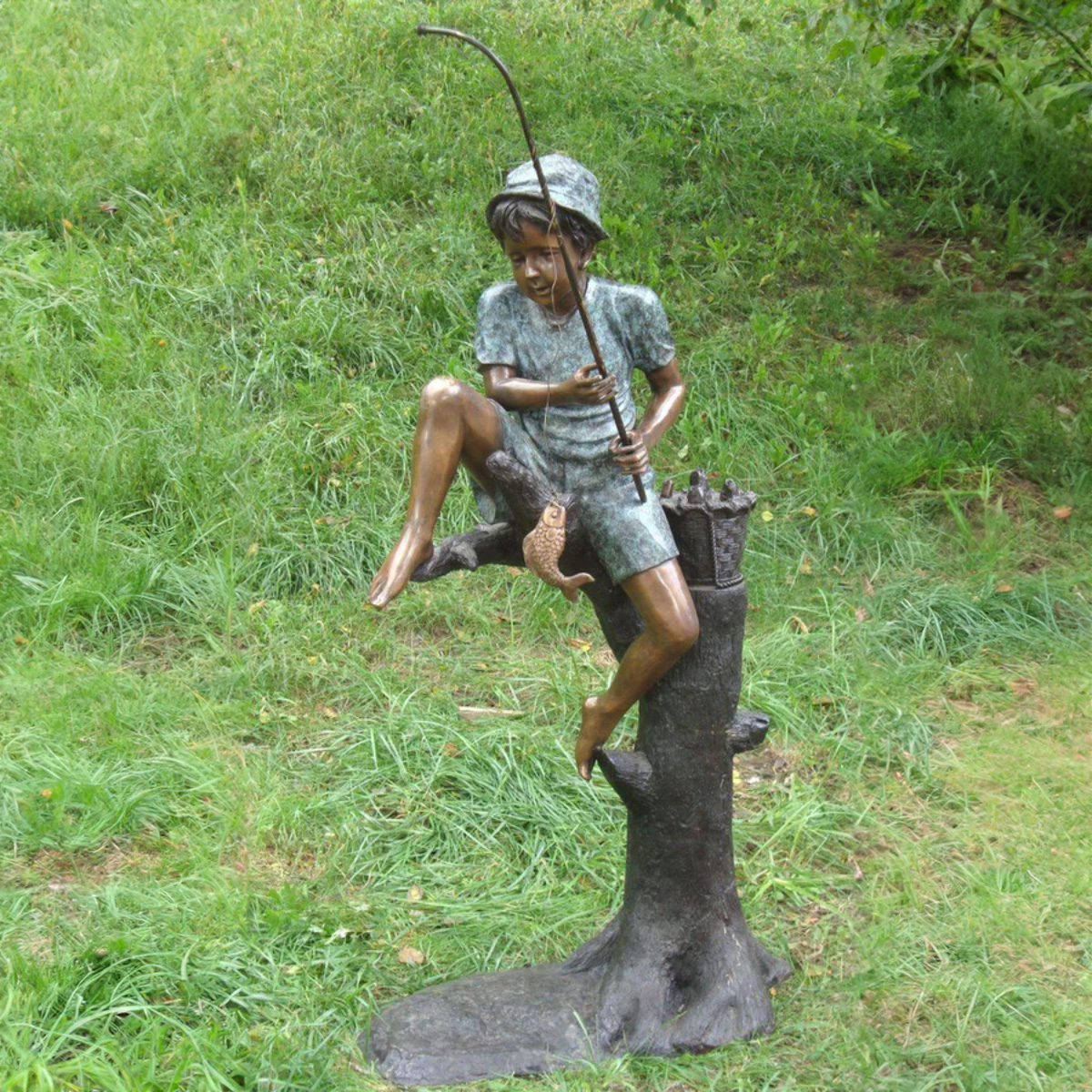 Boy Fishing Water Fountain