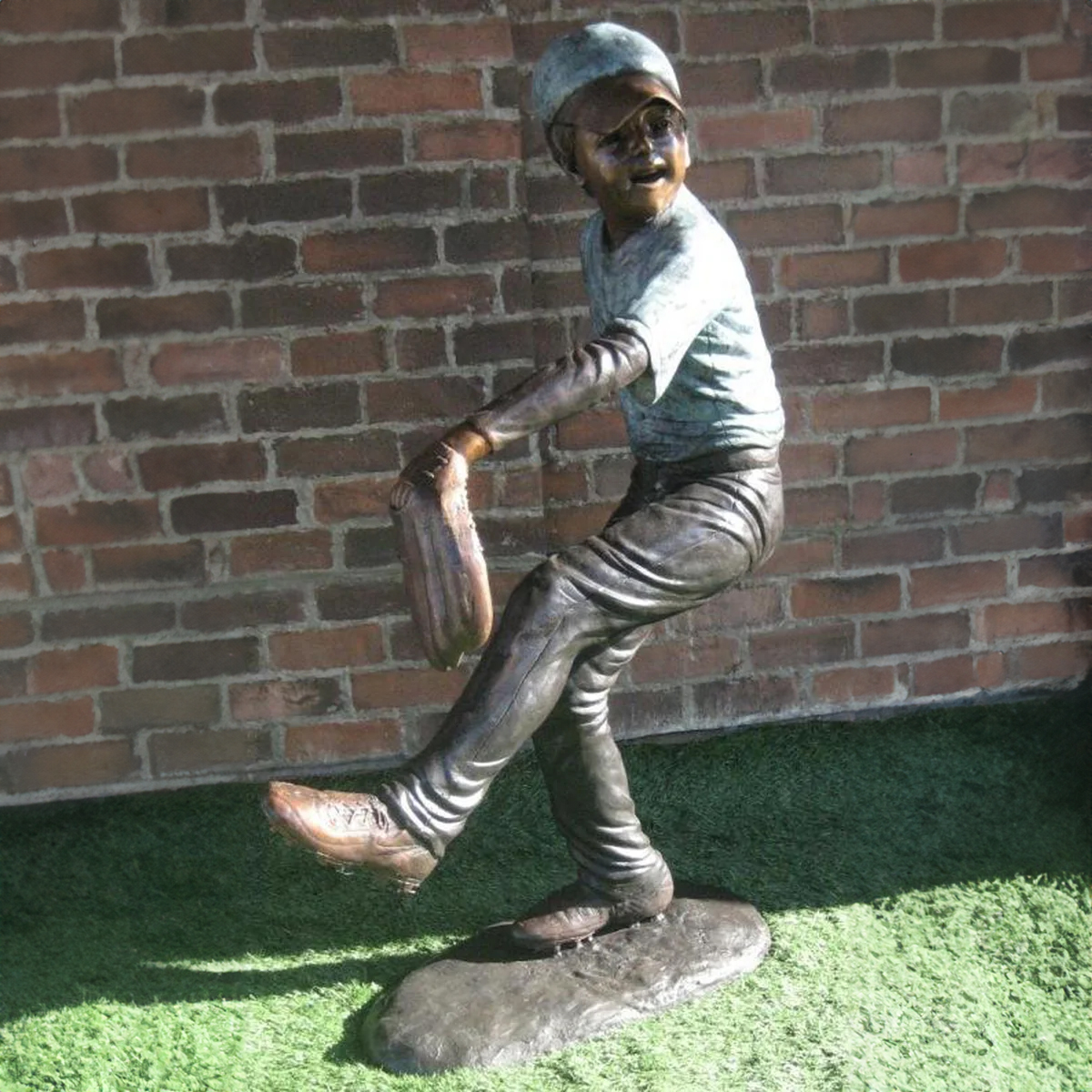 Boy Pitching Baseball Statue