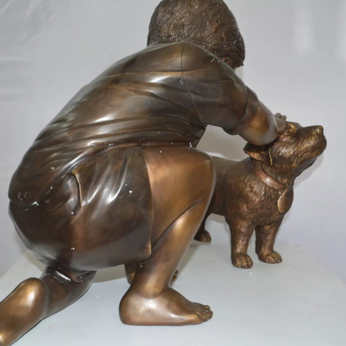 Boy and Dog Statue for Sale