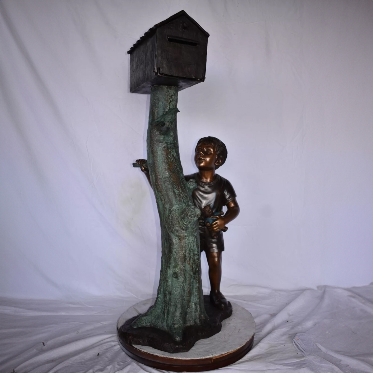 Boy and Mailbox Statue for Sale