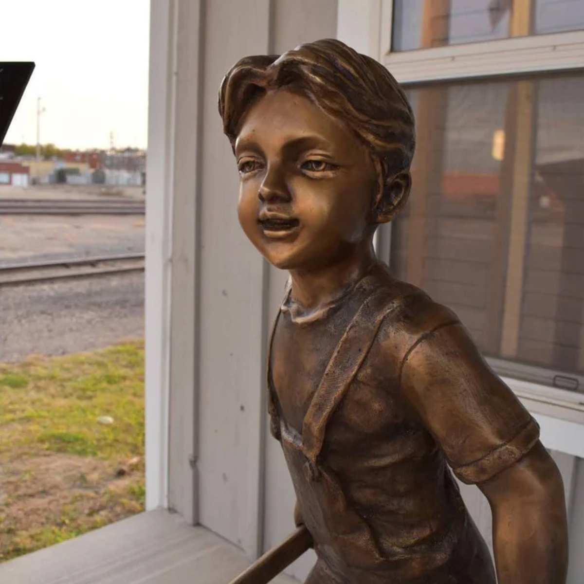 Boy with Wheelbarrow Garden Statue