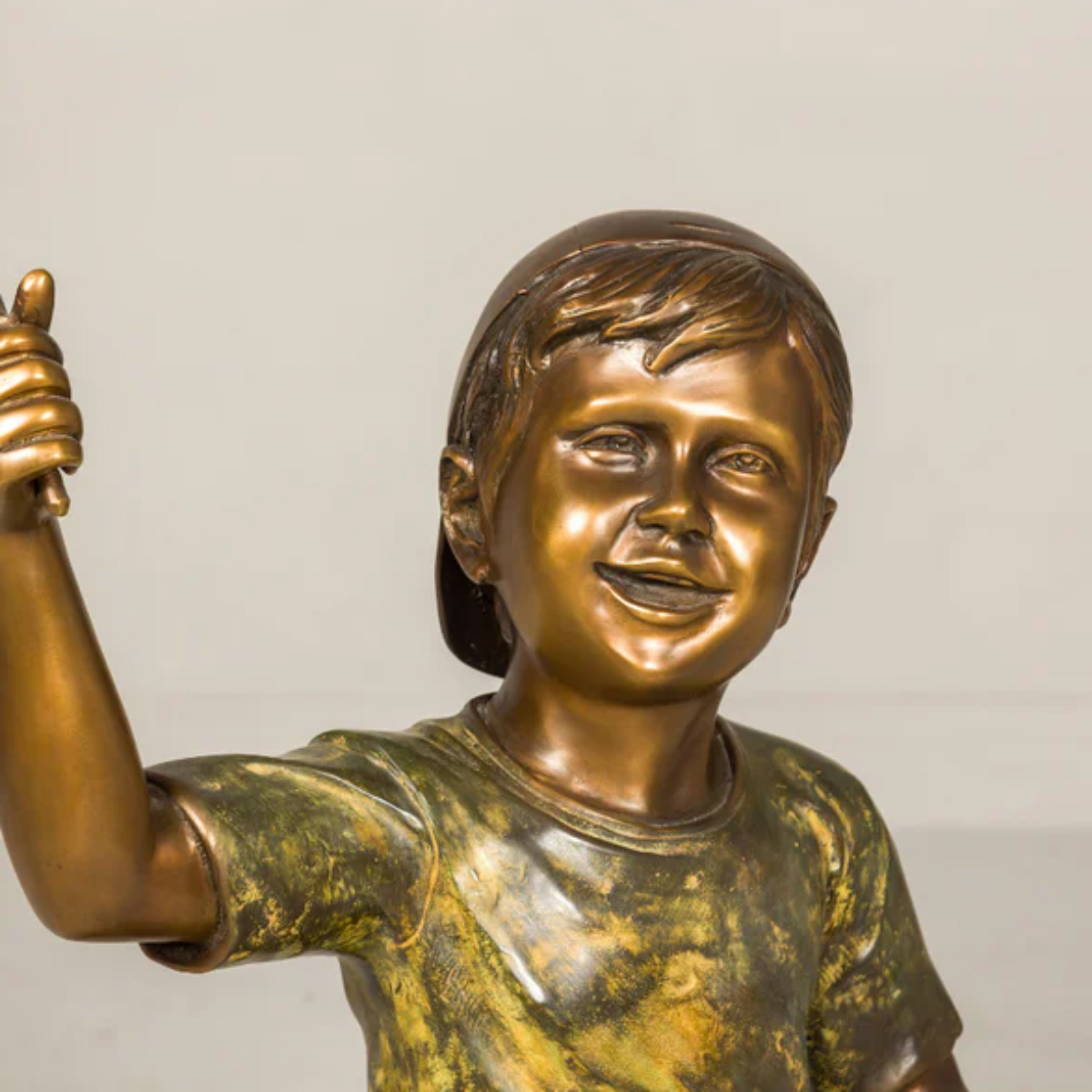 Bronze Boy with Flag Statue