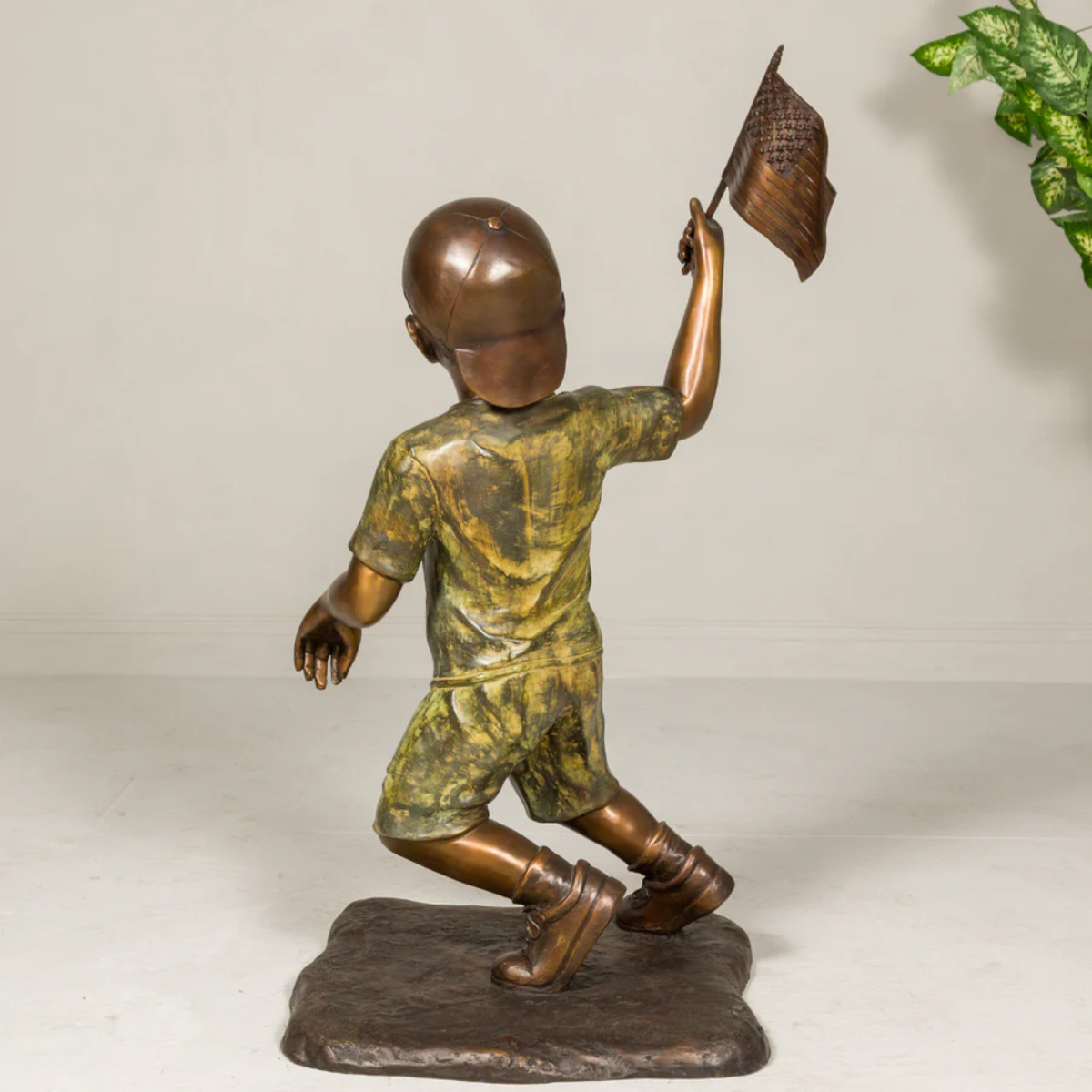 Bronze Boy with Flag Statue