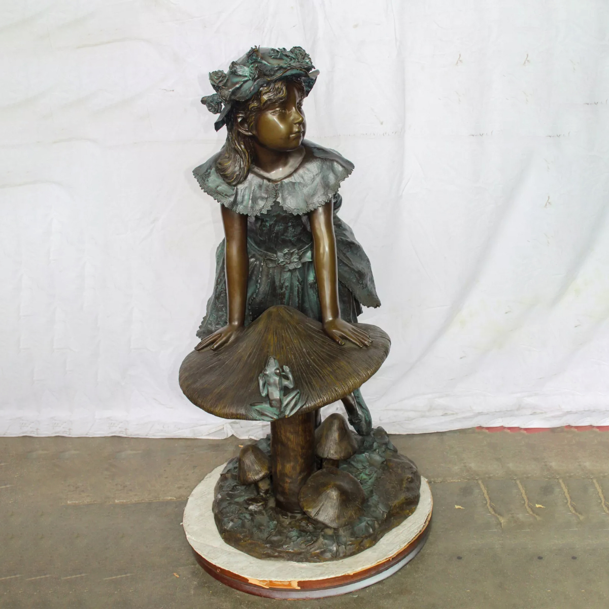 Bronze Girl by a Mushroom