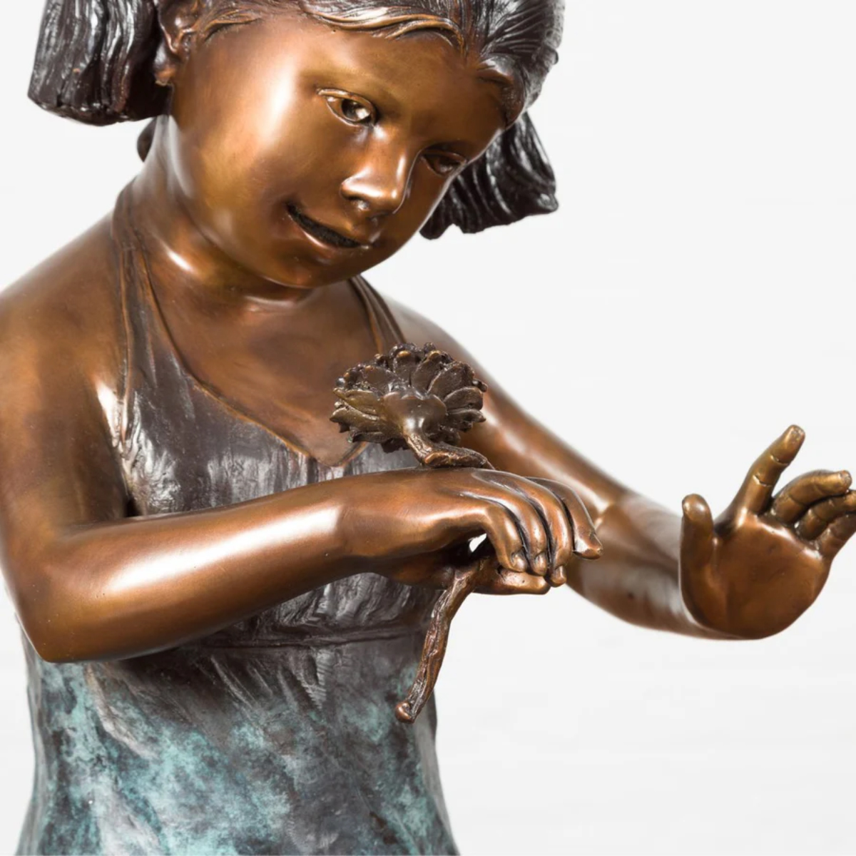 Bronze Girl with Sunflower Statue