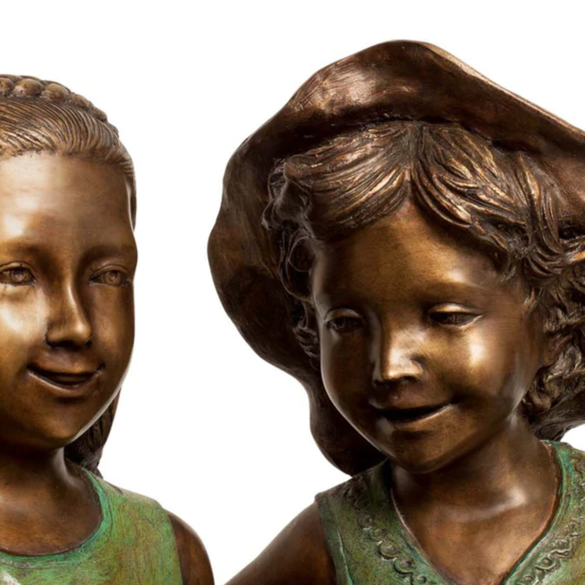 Bronze Girls on Bench Statue