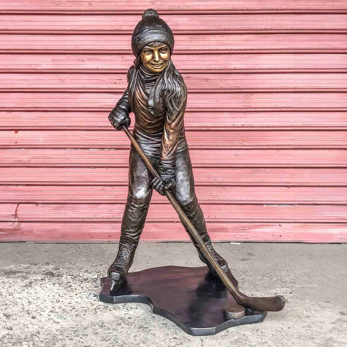 Bronze Ice Hockey Girl Statue