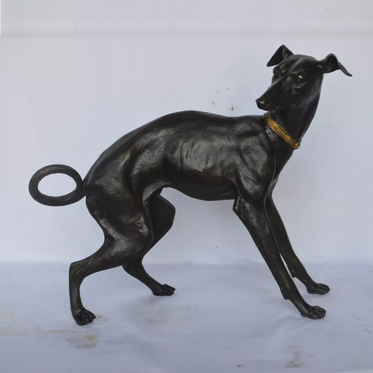 Bronze Whippet Dog Sculpture