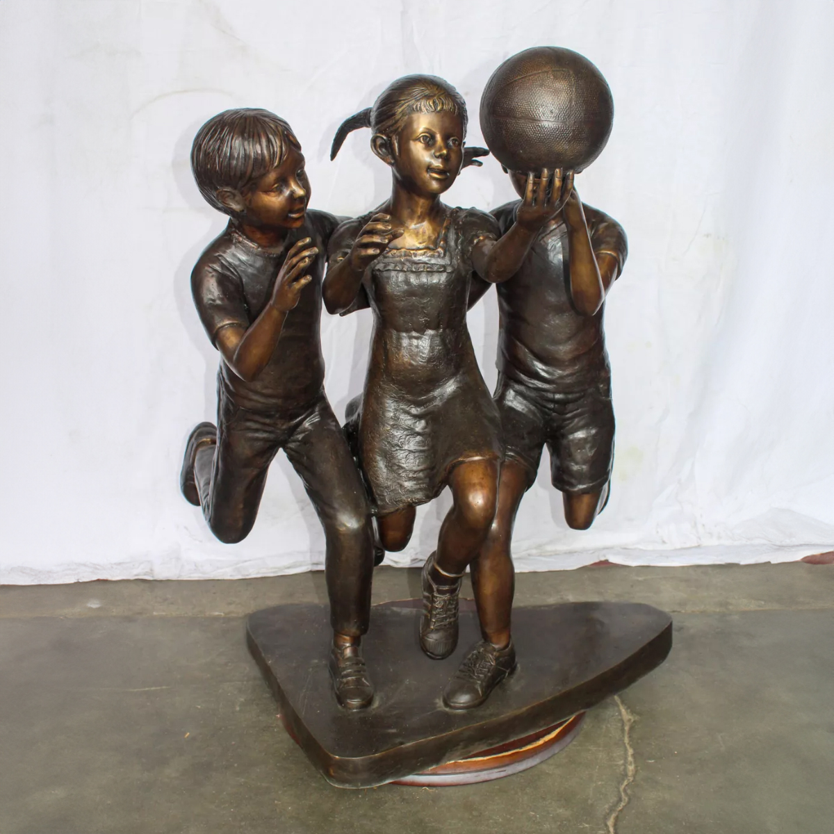 Children Playing Basketball Statue