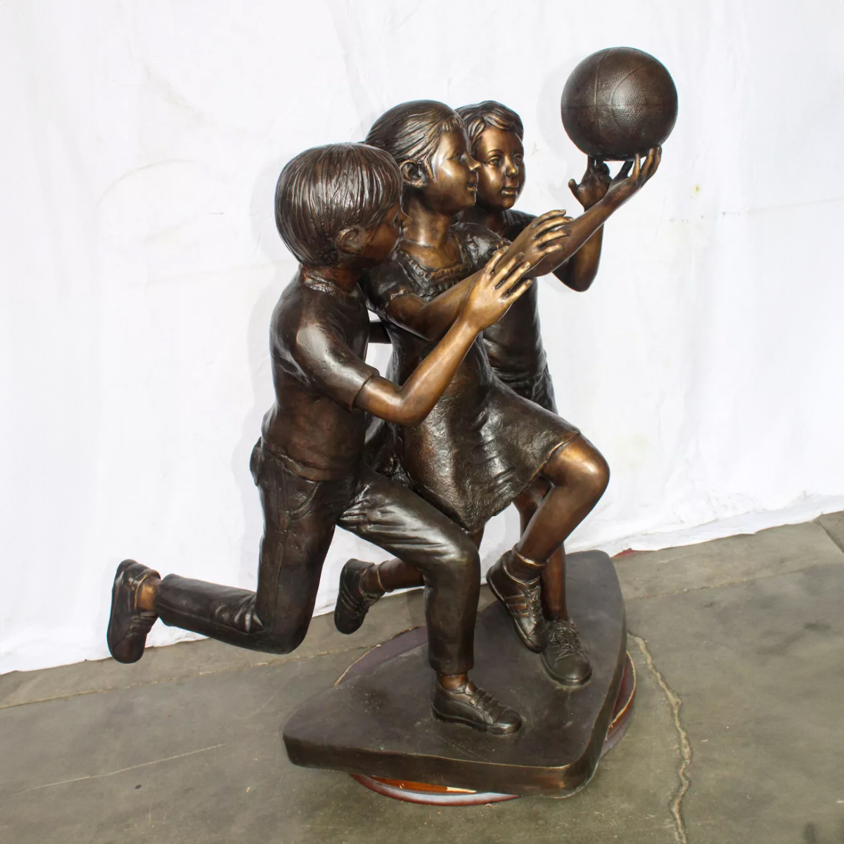 Children Playing Basketball Statue