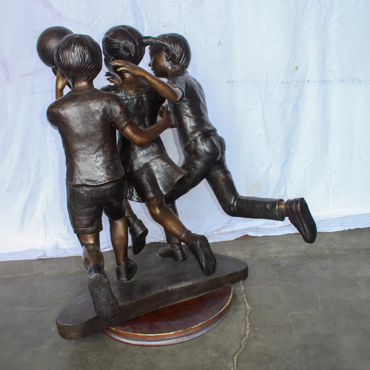 Children Playing Basketball Statue