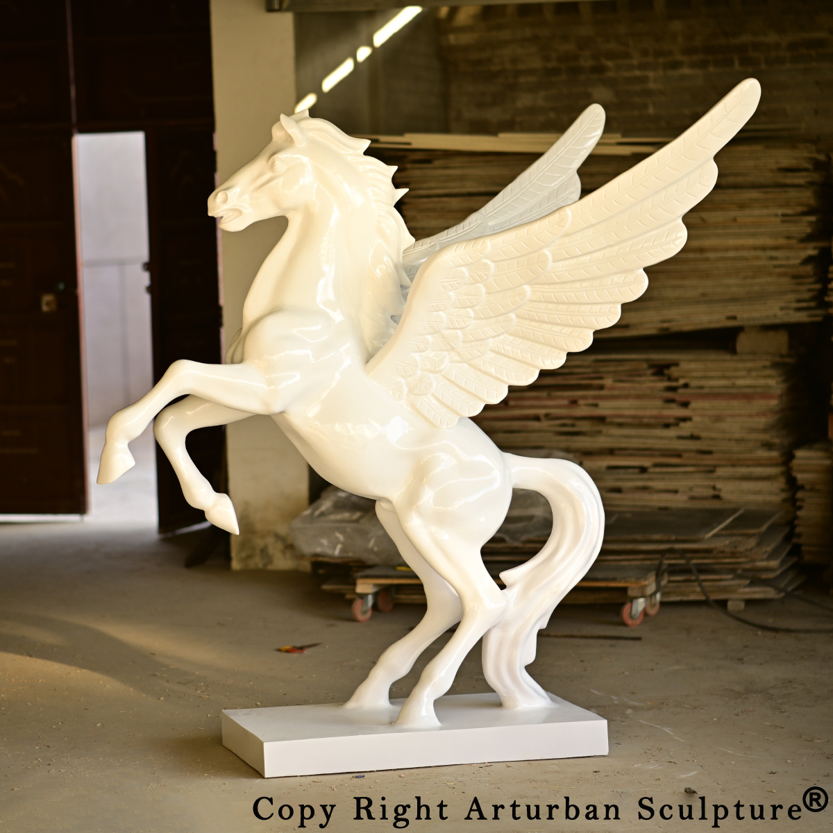 Fiberglass White Pegasus Statue for Sale