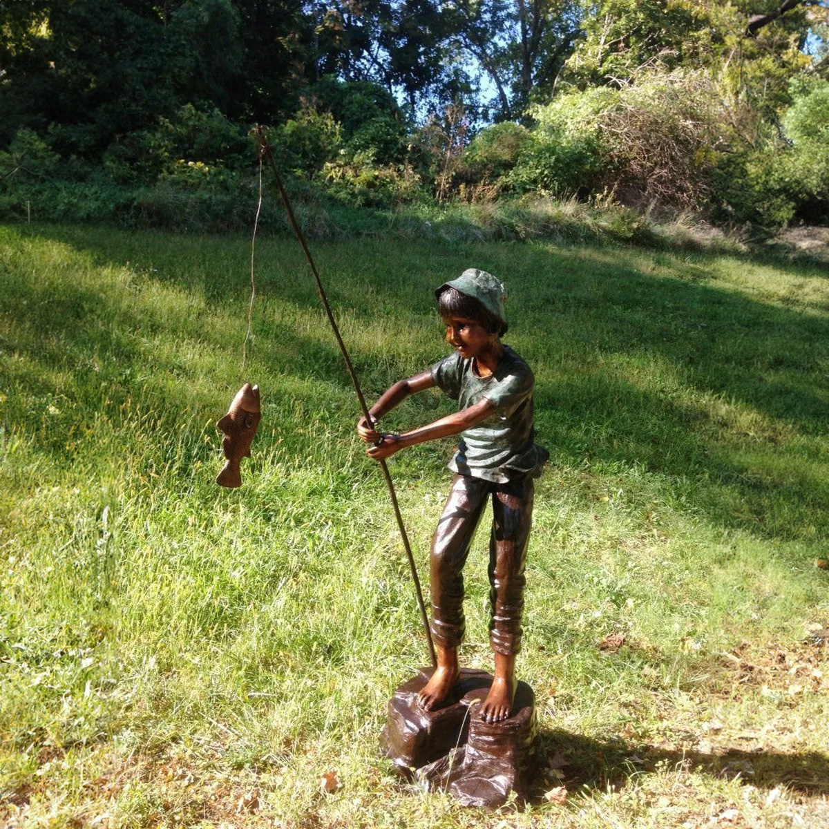 Fishing Boy Statue for Sale