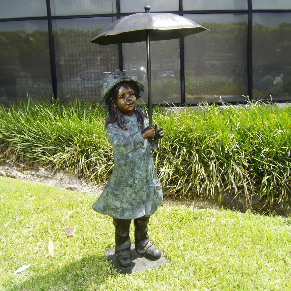 Girl Holding Umbrella Fountain