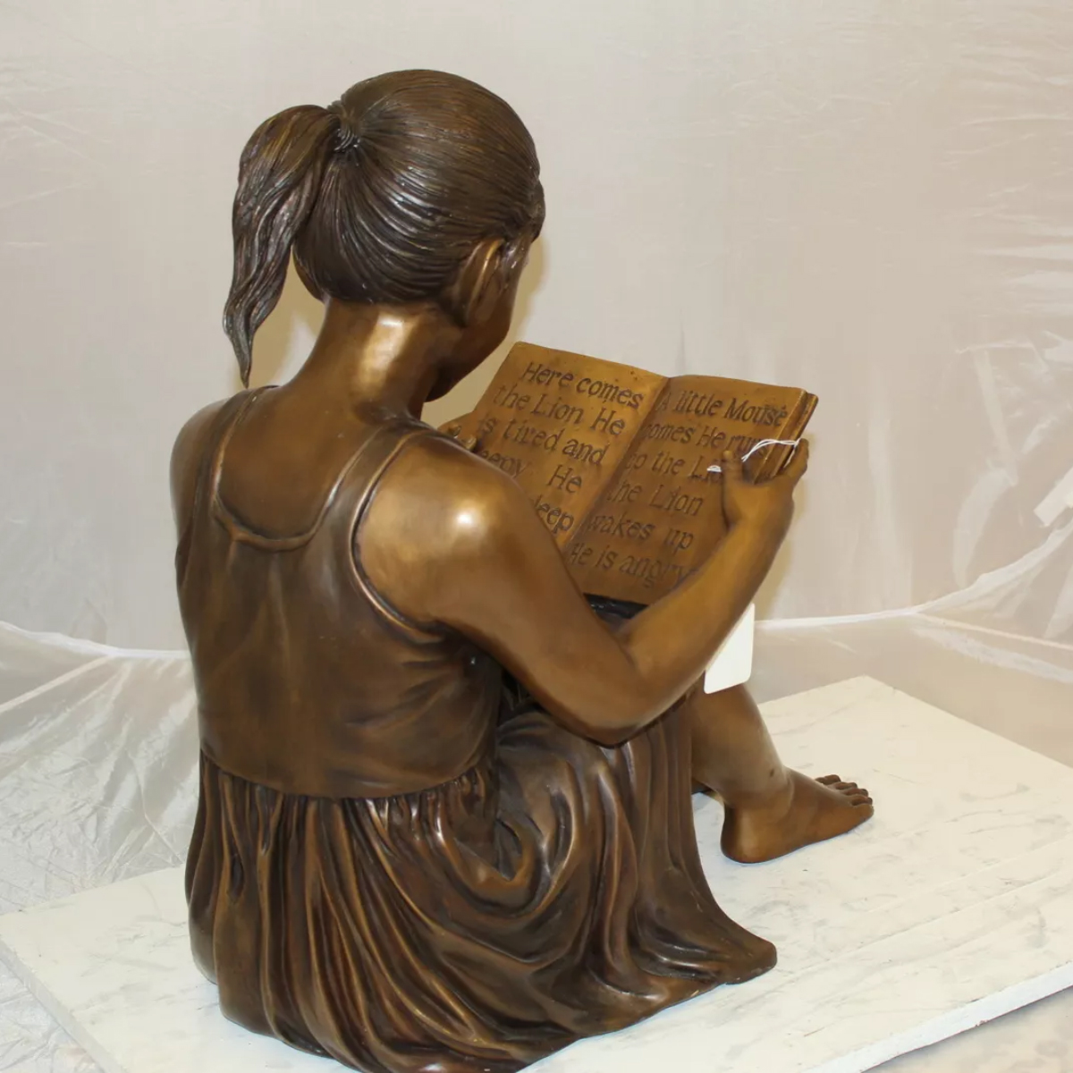 Girl Reading Statue Bronze