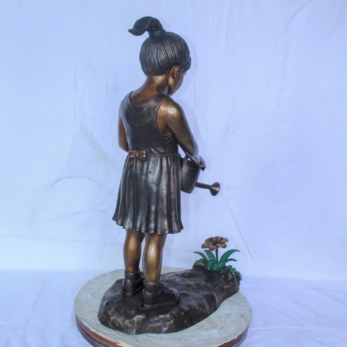 Girl Watering Flowers Garden Statue