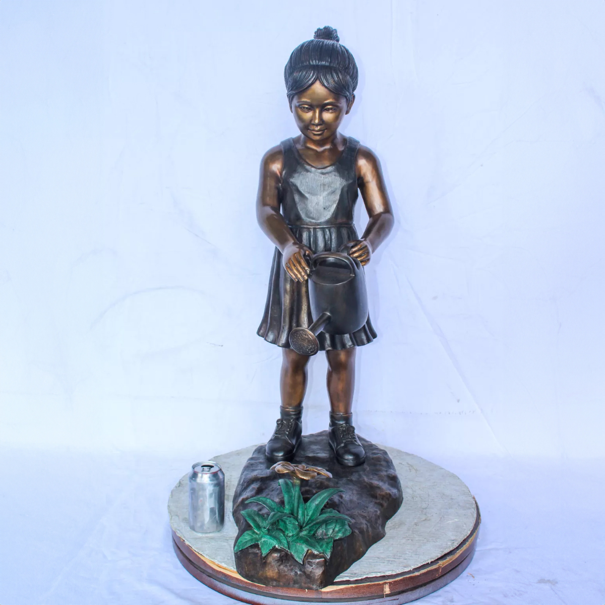 Girl Watering Flowers Garden Statue