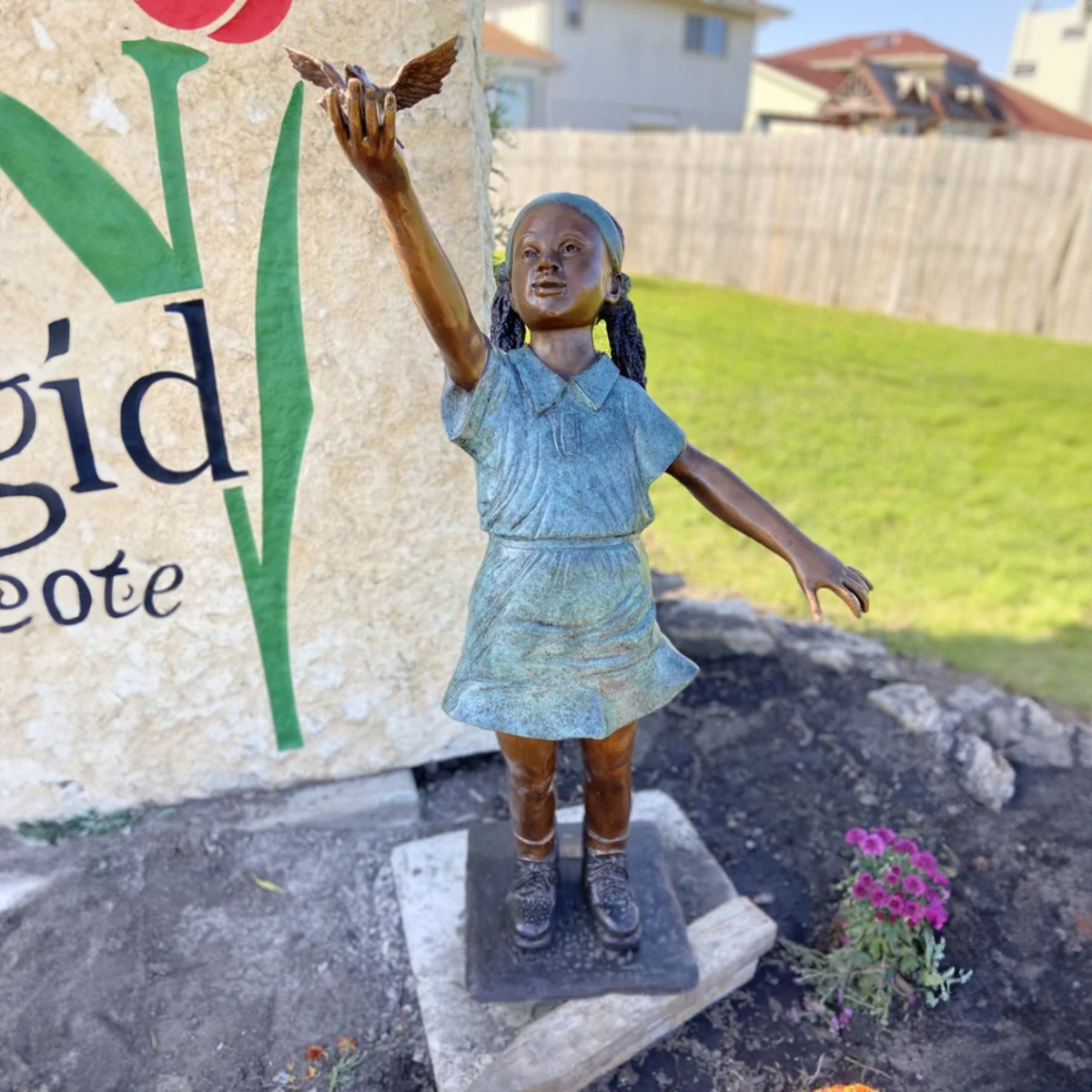 Girl and Bird Statue Outdoor