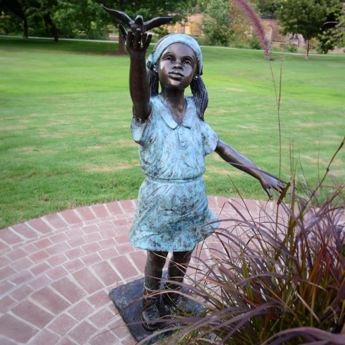 Girl and Bird Statue Outdoor