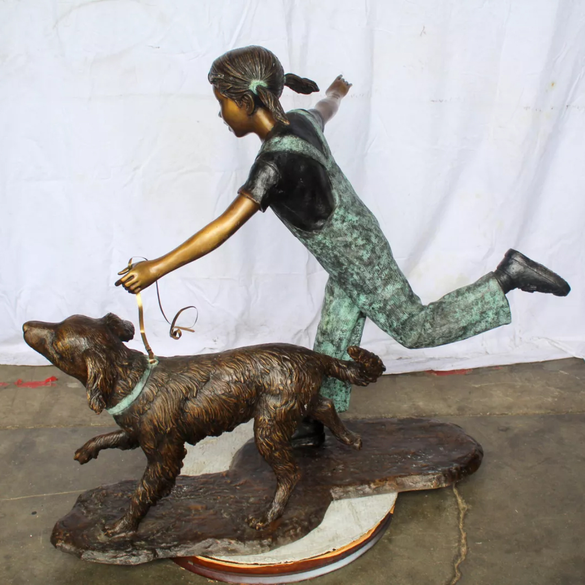 Girl and Her Dog Statue