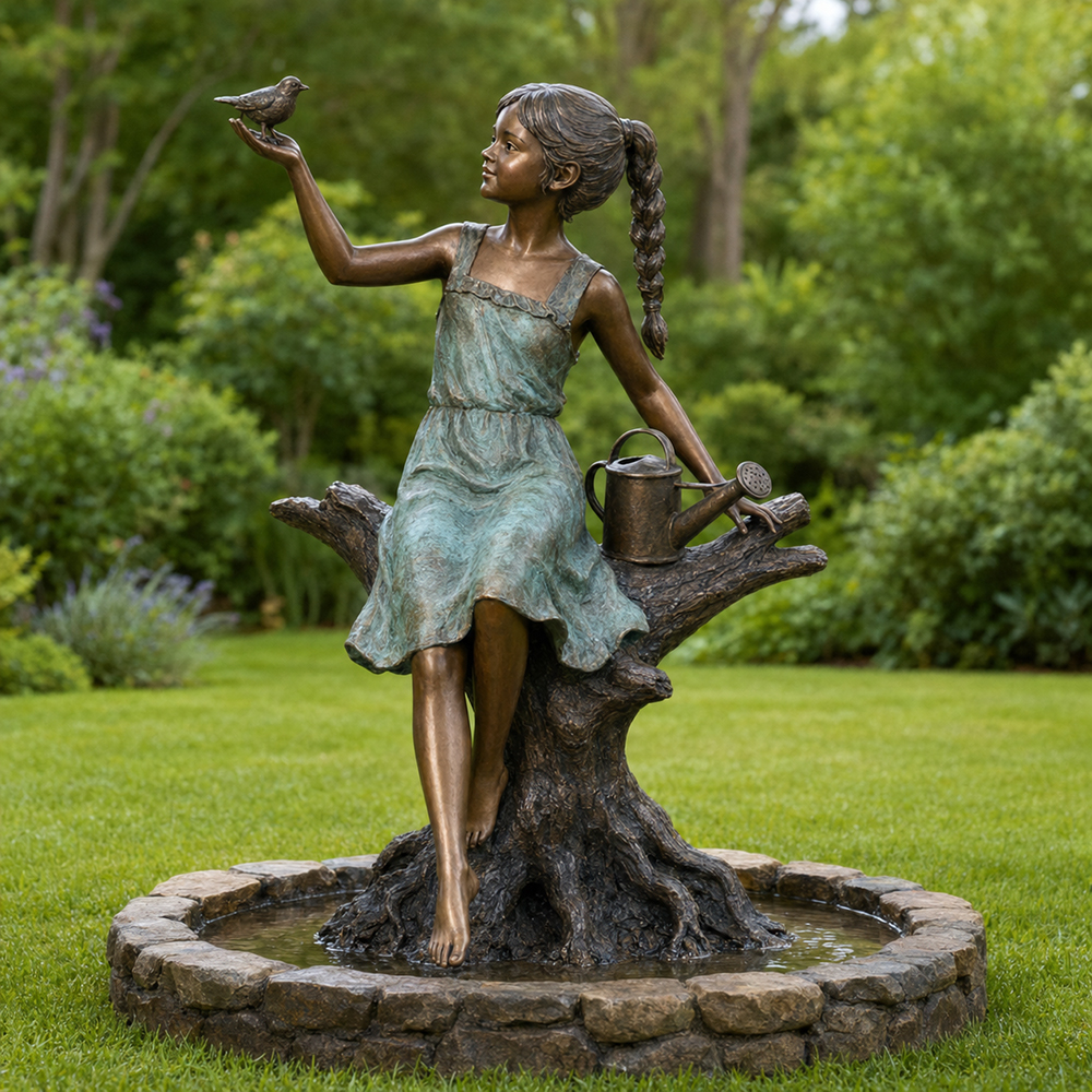 Girl on Tree Water Fountain (1)