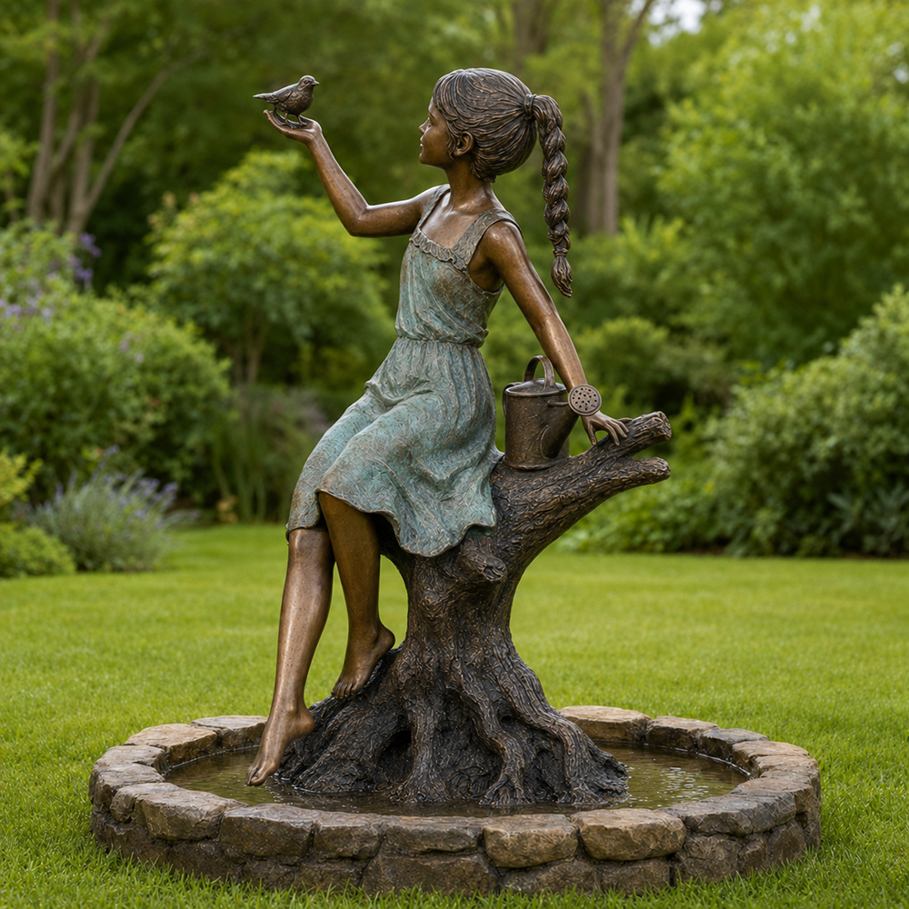 Girl on Tree Water Fountain (2)